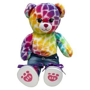 Build-A-Bear 18 in‎ Plush Bear Rainbow Bear w Denim Skirt and Shoes